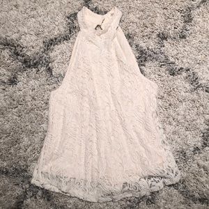 NWOT cream lace high neck top